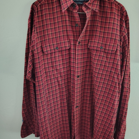 Polo Ralph Lauren Burgundy Plaid Button-Down Shirt Cotton/Wool Size L - Picture 1 of 6